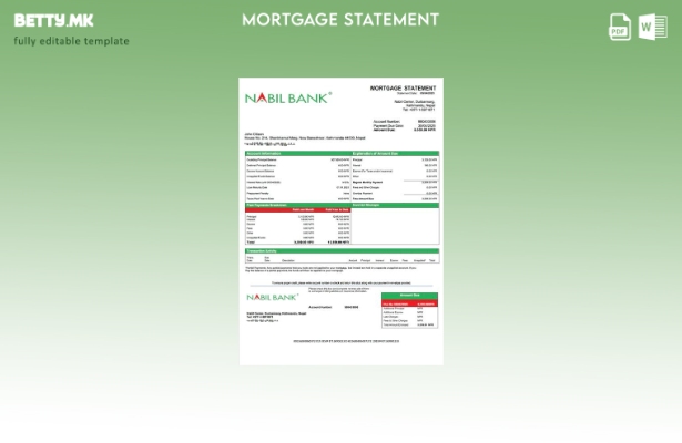 Модерен стил Извод за хипотека на Непал Набил банка Шаблон за Word и PDF